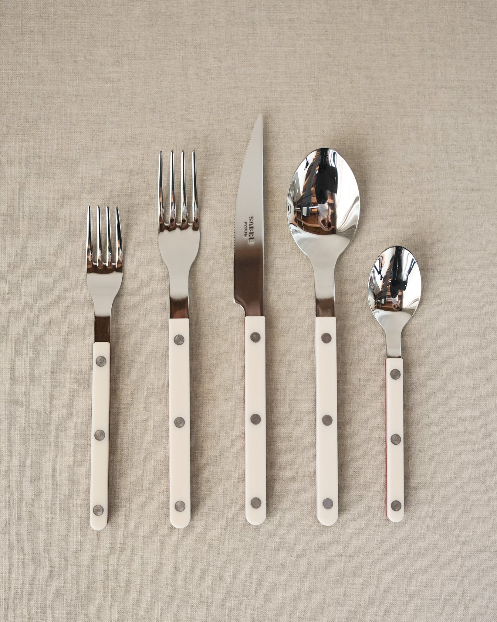Bistro Cream & Red Flatware Set - Image 2