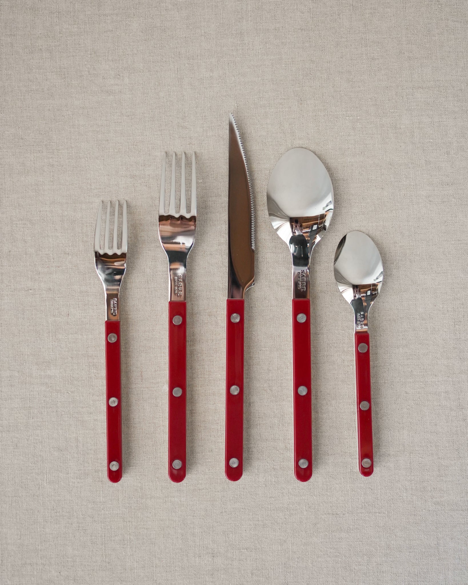 Bistro Cream & Red Flatware Set - Image 3