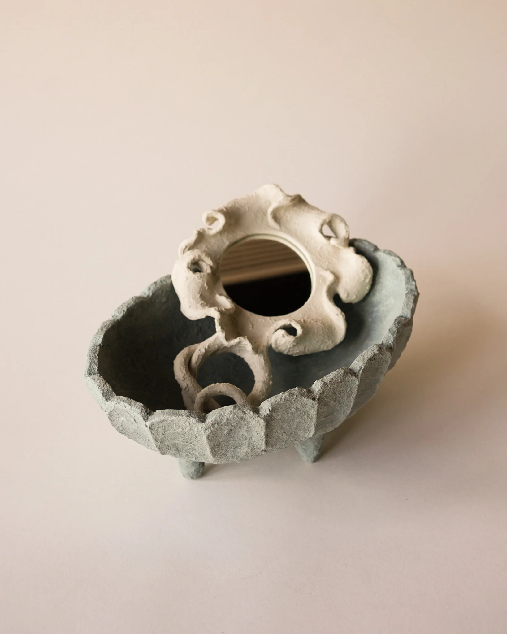 French Blue Sculptural Bowl - Image 3