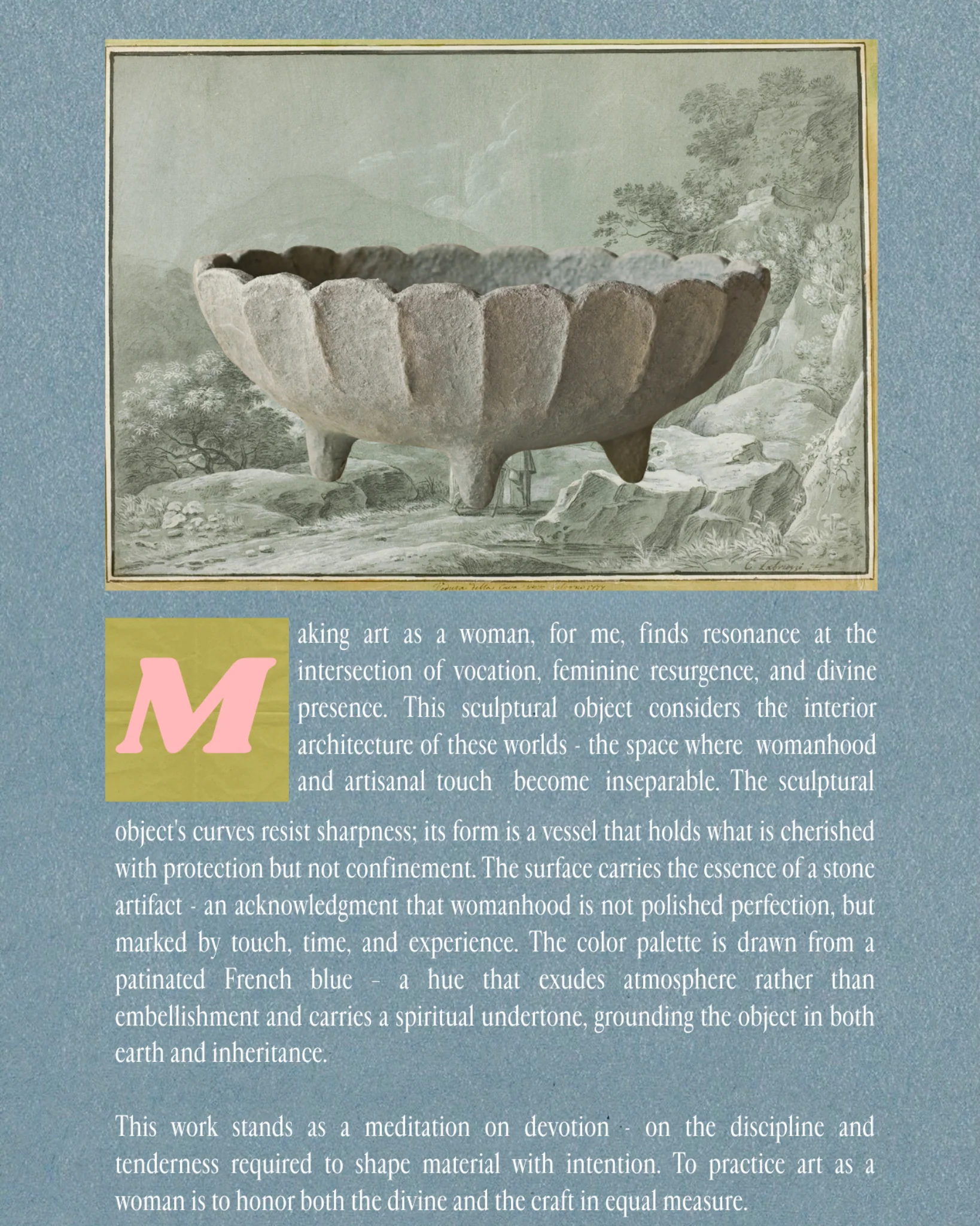 French Blue Sculptural Bowl - Image 5