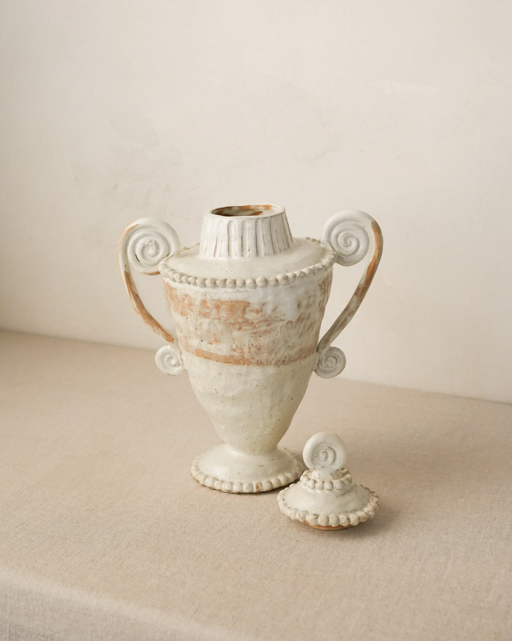 Wonky Cream Beaded Urn - Image 3